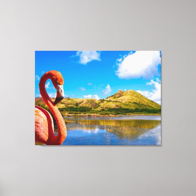 Lienzo Flamingo caribeño en St kitts Triptych (Anverso)