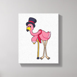Lienzo Flamingo como pensionista con Gorra