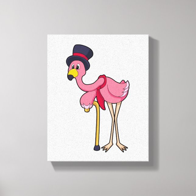 Lienzo Flamingo como pensionista con Gorra (Anverso)