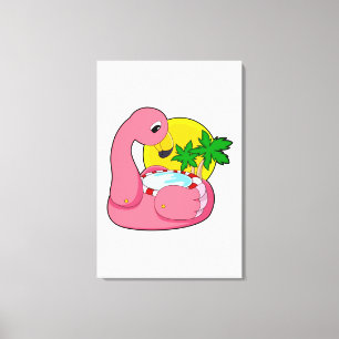 Lienzo Flamingo con piscina