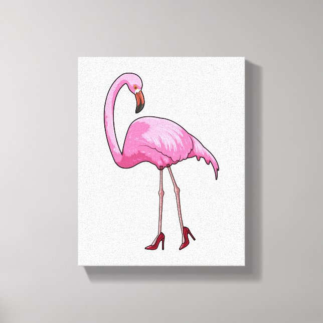 Lienzo Flamingo con tacones altos (Anverso)