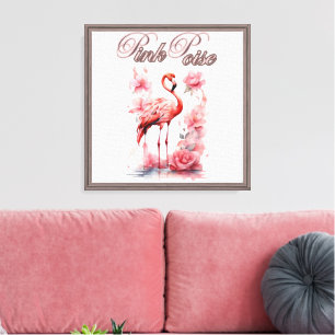 Lienzo Flamingo en Petales Elegante acuarela