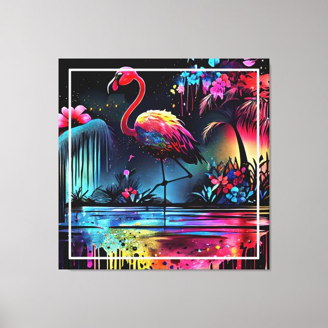 Lienzo Flamingo en un lago 63852 (Anverso)