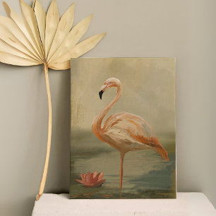 Lienzo Flamingo junto al agua - Elegante pájaro