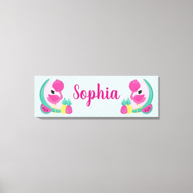 Lienzo Flamingo rosa con sandía y piña (Anverso)