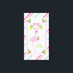 Lienzo Flamingo rosa Santa Hat Candy Canes y Holly<br><div class="desc">Un caprichoso dibujo de navidades tropicales. Un flamingo rosa de lujo con una pierna levantada. Con un sombrero rosado de santa y un hueco estacional. Los rincones también están decorados con bayas. Un ramo de flores con caramelos encima de su cabeza. Un bastón de caramelo rosa y verde resbaló el...</div>