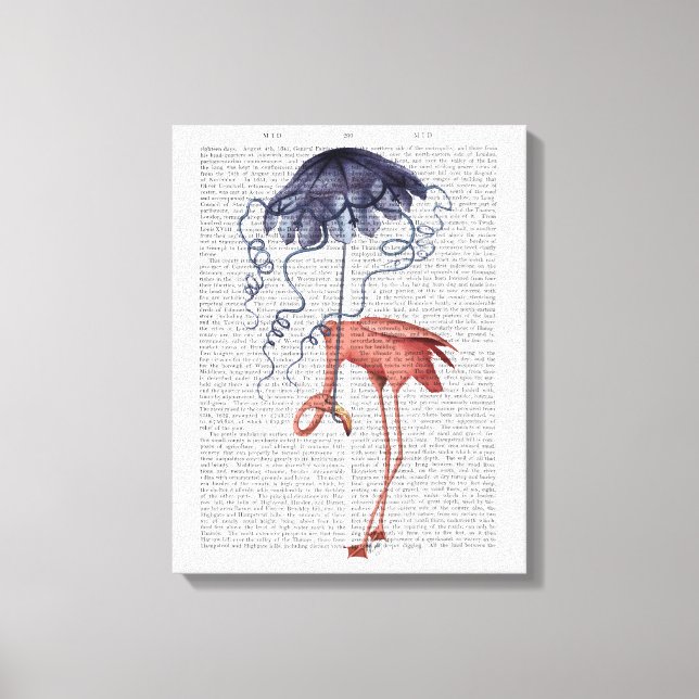 Lienzo Flamingo y Parasol (Anverso)