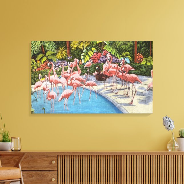 Lienzo Flamingos de época en Florida (Insitu (Sala de estar))