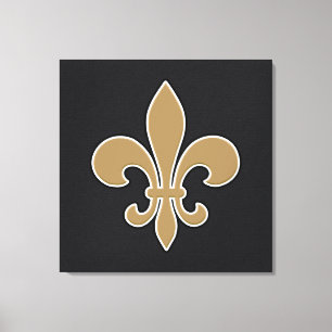 Lienzo Fleur de Lis Gold con contorno blanco y negro