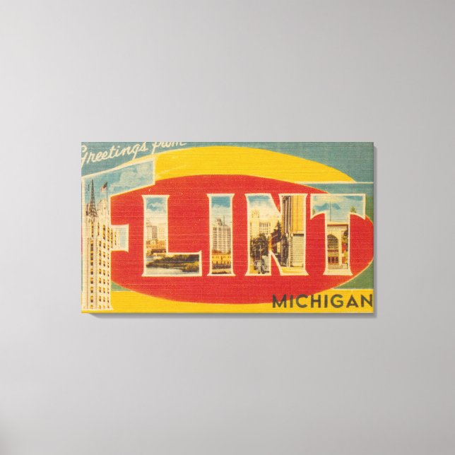 Lienzo Flint, MichiganEscenas de letras grandesFlint, MI (Anverso)