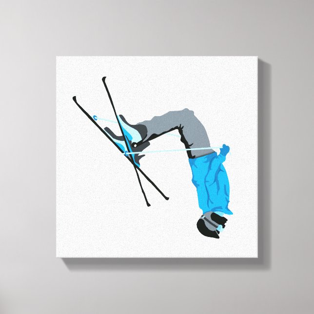 Lienzo Flippin Out | Pintura de esquí de marcha atrás (Anverso)