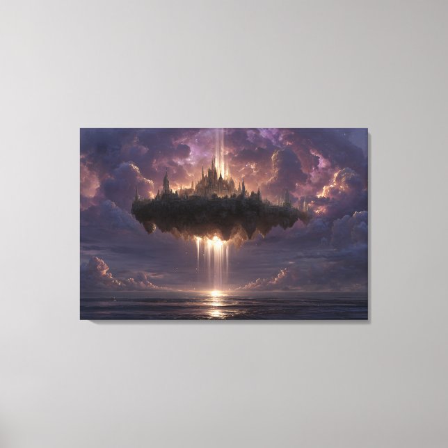 Lienzo Floating Fantasy Castle Cloud Beams Glow (Anverso)