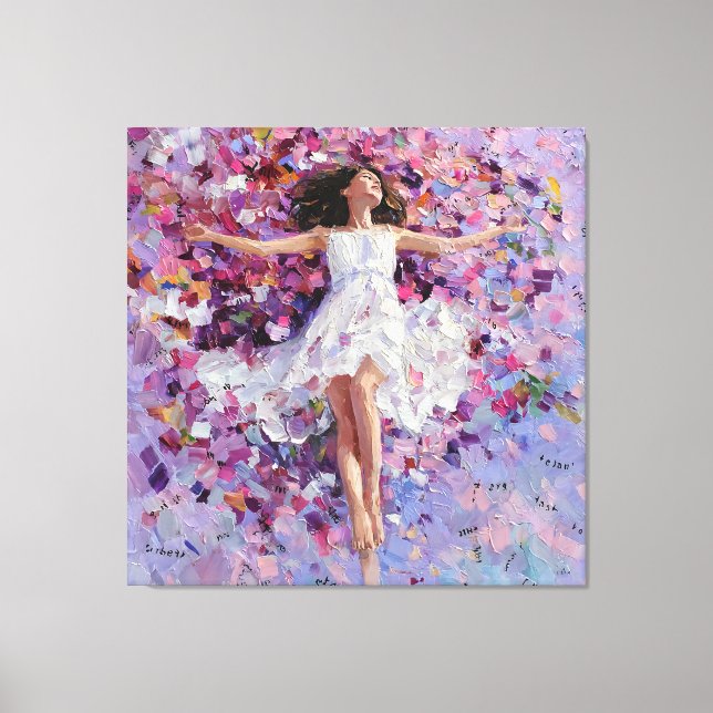 Lienzo Floating Girl Above Petal Letter River Abstract Po (Anverso)