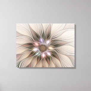 Lienzo Flor abstracta alegre beige marrón fractal floral