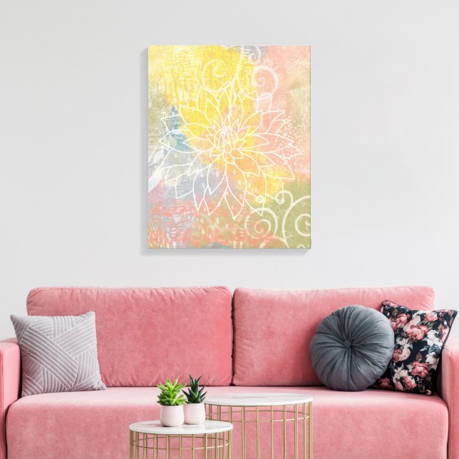 Lienzo Flor abstracta de medios mixtos (Insitu (Sala de estar))