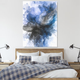 Lienzo Flor abstracta gris y azul elegante