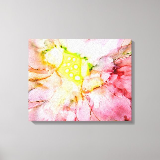 Lienzo Flor abstracta rosa de tinta de alcohol (Anverso)