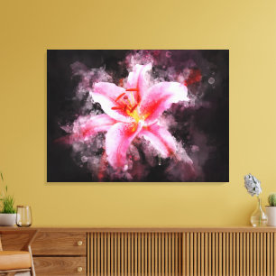 Lienzo Flor acuarela de Stargazer Lily - bb 01