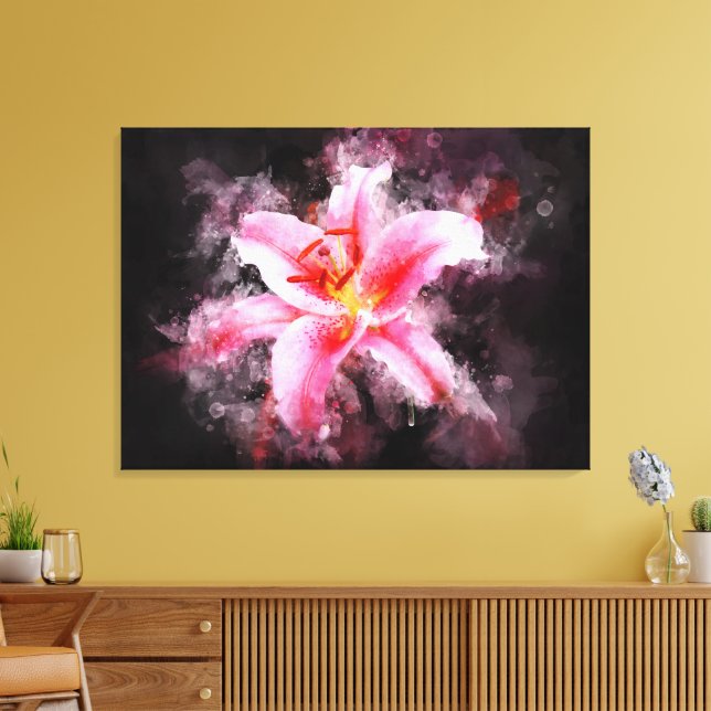 Lienzo Flor acuarela de Stargazer Lily - bb 01 (Insitu (Sala de estar))