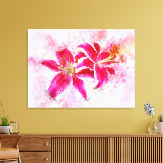Lienzo Flor acuarela de Stargazer Lily - wb 03 (Insitu (Sala de estar))