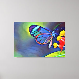 Lienzo Flor azul del amarillo de la mariposa