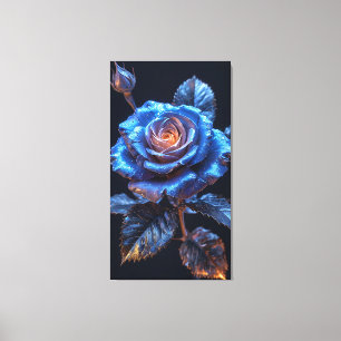Lienzo Flor azul-rosa vívida con brillo metálico