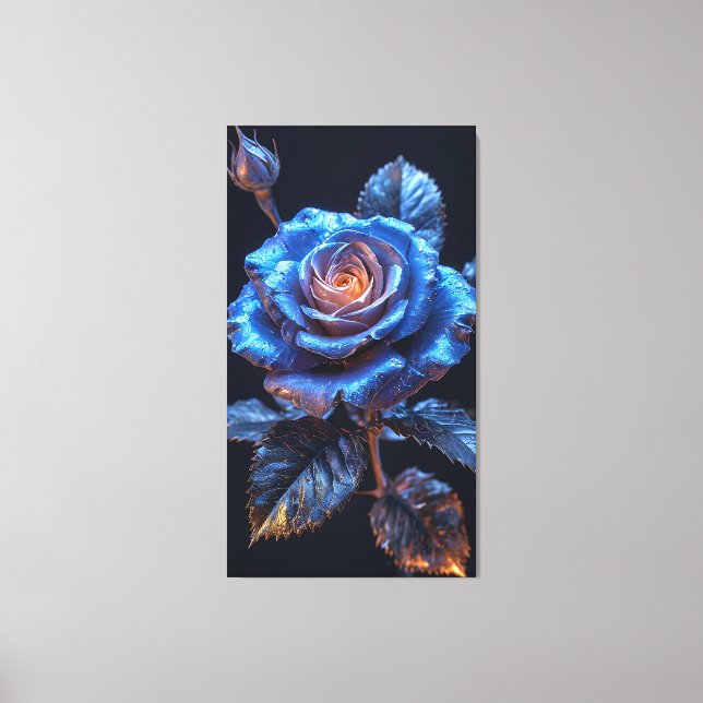 Lienzo Flor azul-rosa vívida con brillo metálico (Anverso)