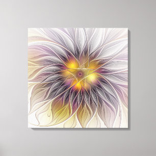 Lienzo Flor Colorida Luminosa, Fractal Moderno Abstracto