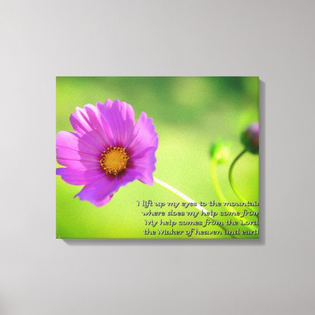 Lienzo Flor como con Salmos Verse Biblia 121:1-2 (Anverso)