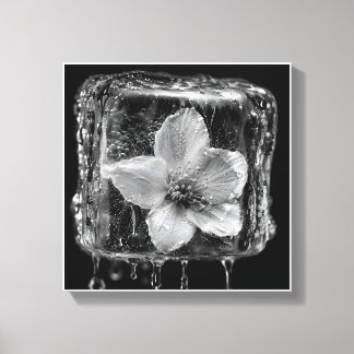 Lienzo Flor Congelada Derritiendo Hielo