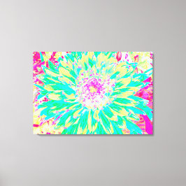 Lienzo Flor Dahlia decorativa amarillo y magenta