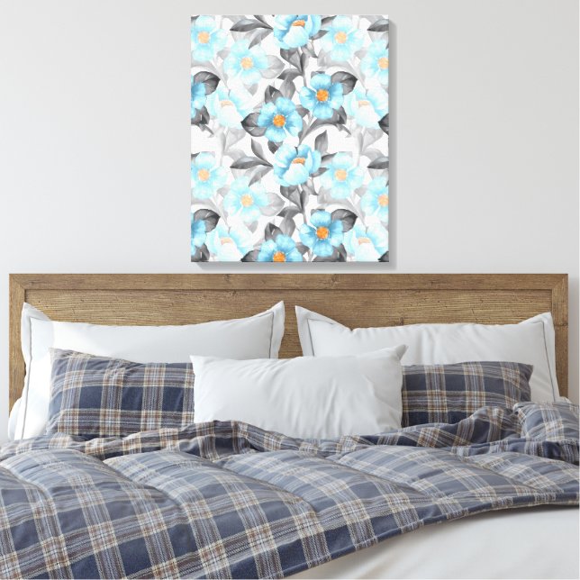 Lienzo Flor de Acuarela Azul - Floral Botánico (Insitu(Dormitorio))