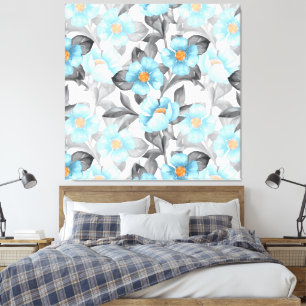 Lienzo Flor de Acuarela Azul - Floral Botánico