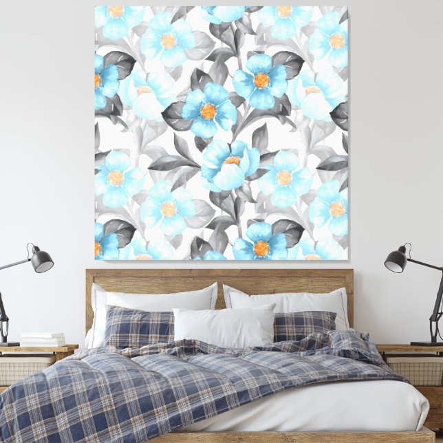 Lienzo Flor de Acuarela Azul - Floral Botánico (Insitu(Dormitorio))