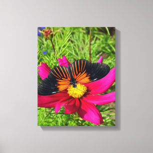 Lienzo flor de aster mexicano con una Doris Longwing