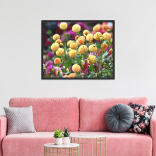 Lienzo Flor de bola amarilla de Dahlias