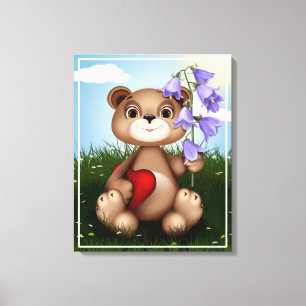 Lienzo Flor de Bouquet con soporte para oso-39920