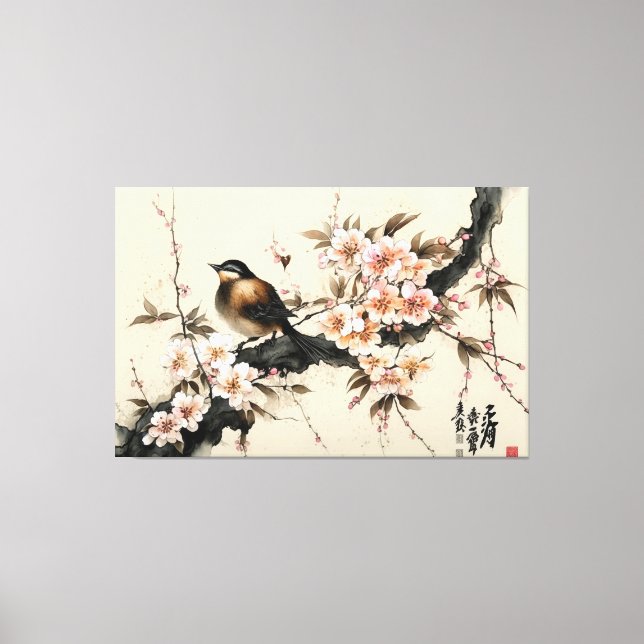 Lienzo Flor de cerezo de paisaje (Anverso)