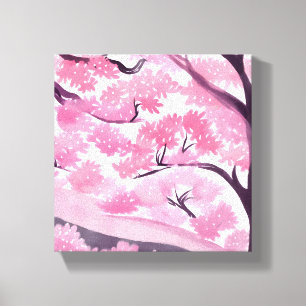 Lienzo Flor de Cerezo Rosa Acuarela de la Naturaleza