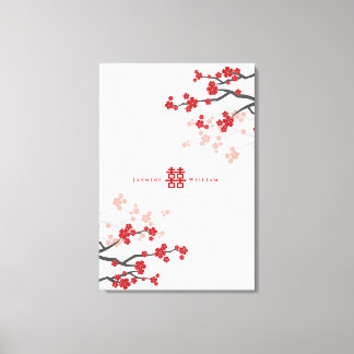 Lienzo Flor de Cerezo y Doble Felicidad Boda China