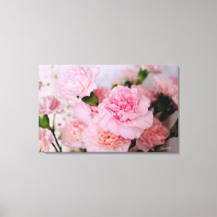 Lienzo flor de clavel rosa fotografía de estilo vintage.