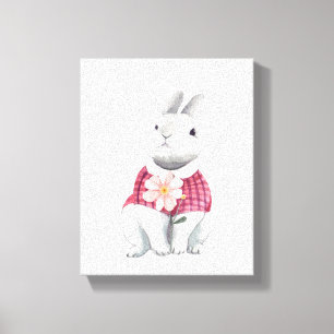 Lienzo Flor de conejo caprichoso decoro de guardería de W