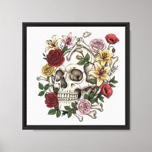 Lienzo Flor de cráneo de anatomía médica vintage