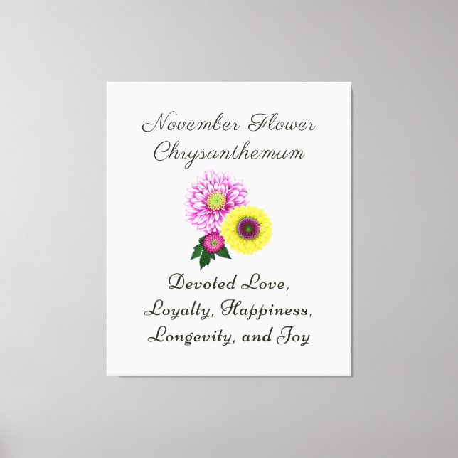 Lienzo Flor de cumpleaños de noviembre Crisantemo (Anverso)