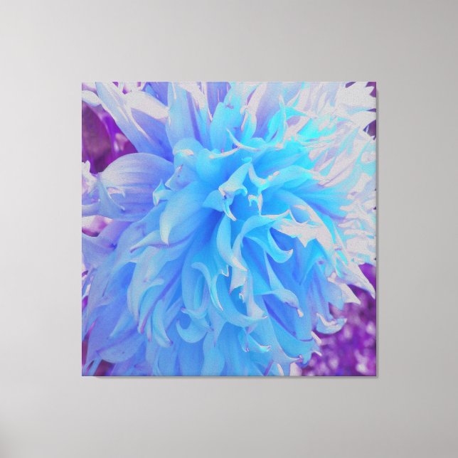 Lienzo Flor de Dahlia decorativa azul elegante (Anverso)