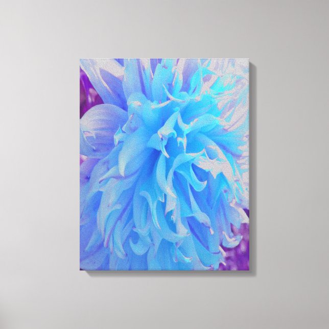Lienzo Flor de Dahlia decorativa azul elegante (Anverso)