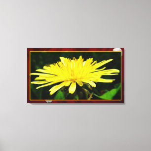 Lienzo flor de diente de león amarillo silvestre en marco