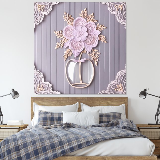 Lienzo Flor de encaje 3D romántica (Insitu(Dormitorio))