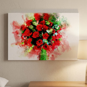 Lienzo Flor de flores de color Roses Rojos Bouquet - wb