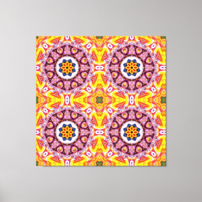 Lienzo Flor de fuego azul y Naranja (Anverso)